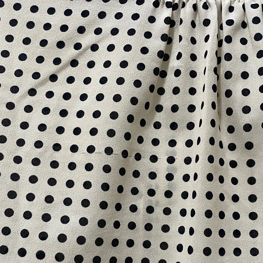 J. Crew Women’s Sleeveless Cream and Black Polka Dot Pintuck Blouse
